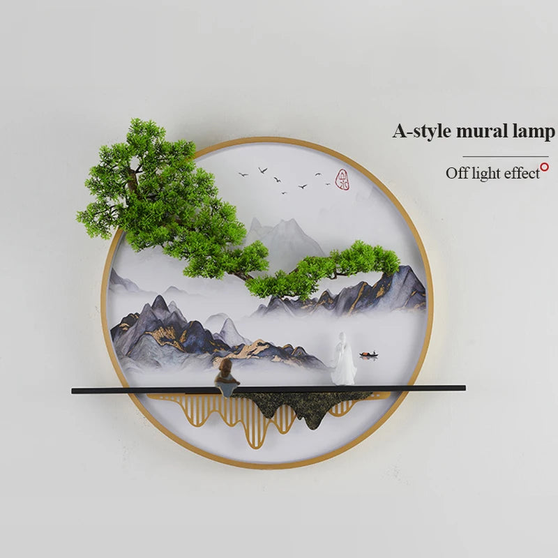 PLLY Modern Wall Picture Light Inside Creative Chinese Landscape Mural Sconces Lamp LED for Home Living Bedroom Study