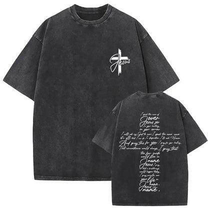 Christian Religious Jesus Forgive Them Father Vintage Washed Y2k Tshirt Men Clothing New in Top & Tees Mens T-Shirt 61327