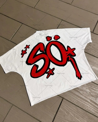 Y2K High Street Hip-hop Personalized Printed Loose Fashion T-shirt Men  American Harajuku Retro Casual Versatile Tops Women