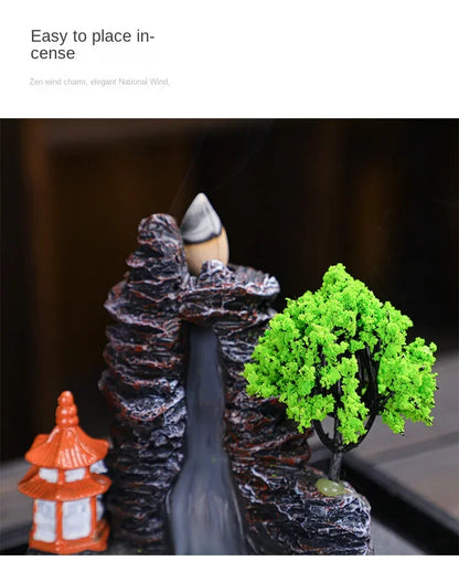 2024 Resin Reflux Incense Burner Tower Sandalwood Decoration Home Indoor Aromatherapy Mosquito Repellent Incense Burner Ornament