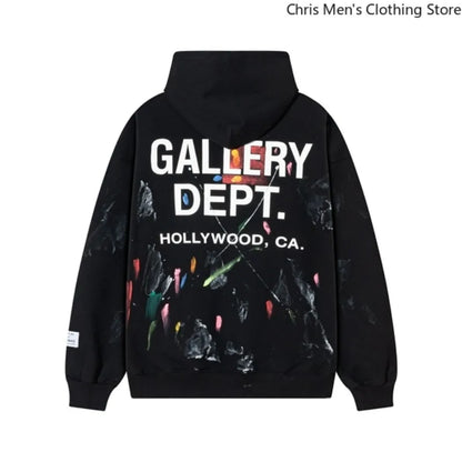 Autumn Trendy Men's Long Sleeve Thermal Hoodie Streetwear New High Street Loose Fleece Hoodie Letter Print Casual Sweatshirt