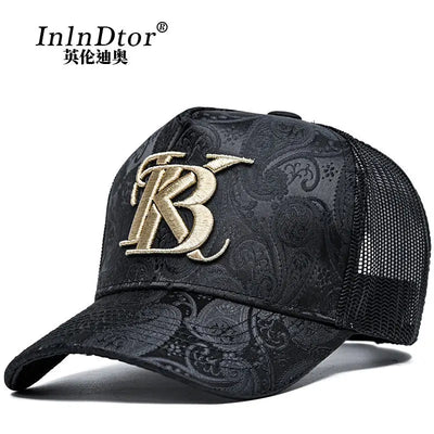 2024 Fashion Embroidery High top Baseball Cap Men's cashew print outdoor casual Cap face Trim four seasons