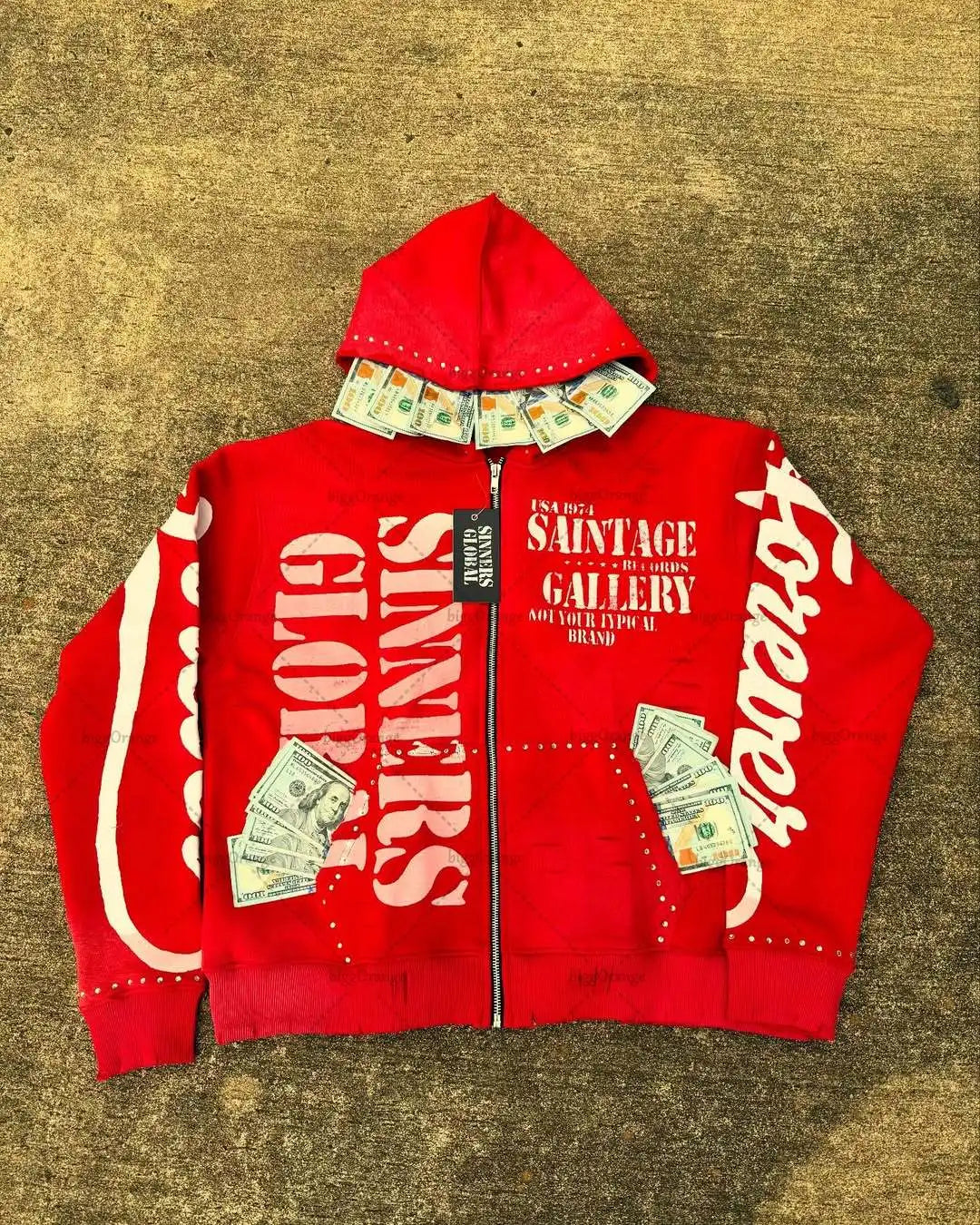 Casual Fashion Harajuku Letter Print Oversized Zipper Hoodie Men Y2K 2025 New American Hip-hop Rock Retro Loose Sweatshirt Women