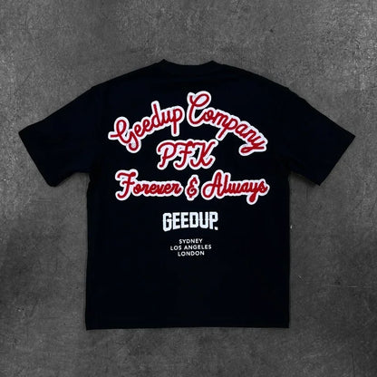 High Street Harajuku Letter Print Oversized T-shirt Men Hip Hop Retro Casual Streetwear Women Summer Cotton Round Collar Top