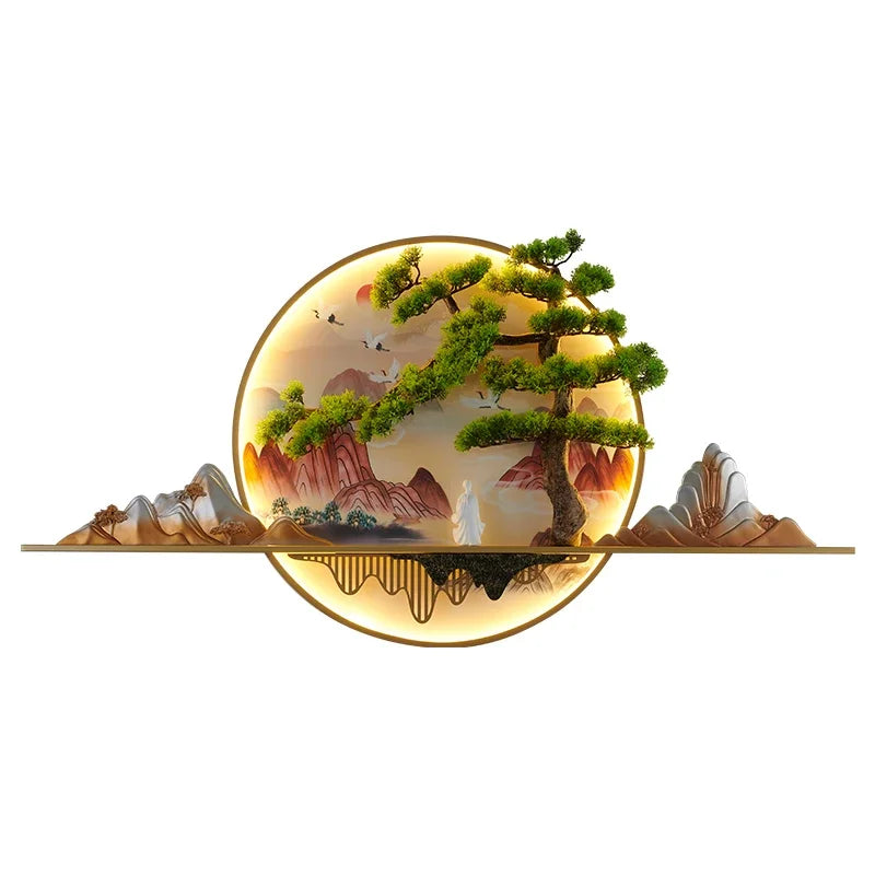 ANITA Modern LED Wall Picture Light Inside Creative Chinese Pine Landscape Mural Sconces Lamp for Home Living Bedroom Study