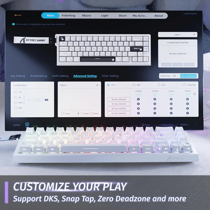 ATTACK SHARK X68 HE Rapid Trigger Mechanical Gaming Keyboard 60% Wired with Adjustable Actuation,Hall Effect Magnetic Switch,8KH