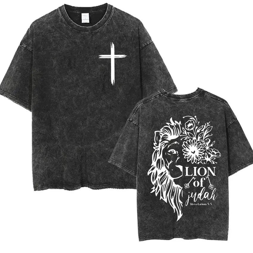 Vintage Washed Christian Aesthetic T Shirt Jesus Harajuku Fashion Short Sleeve T-shirts Men Women Casual O-Neck Clothing T-shirt