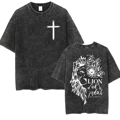 Vintage Washed Christian Aesthetic T Shirt Jesus Harajuku Fashion Short Sleeve T-shirts Men Women Casual O-Neck Clothing T-shirt