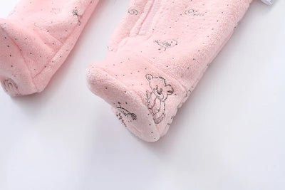 OLEKID 2025 Autumn Winter Newborn Baby overalls Plus Velvet Hooded Kids Baby Girl Rompers 0-1 Years Toddler Boy Jumpsuit Outfits