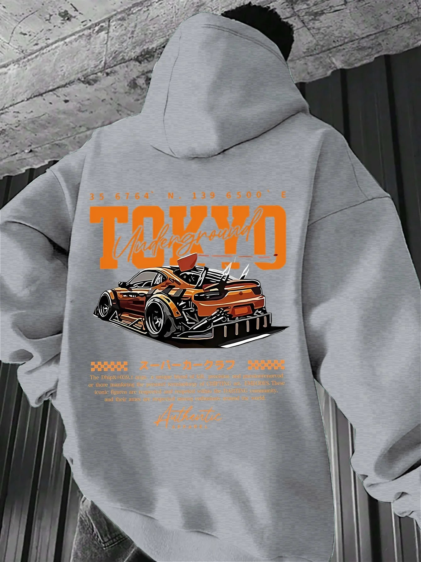 Men's Tokyo Underground Racing Pattern Fashion Long Hoodie Autumn and Winter Warm Large Size Top