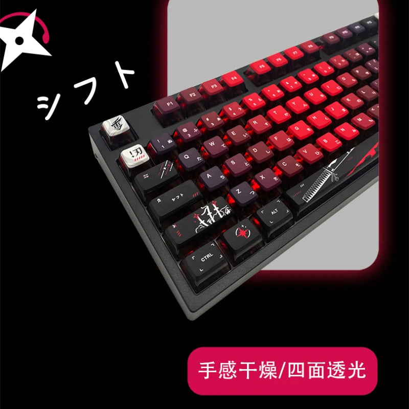 Yuki  Anime Pudding Keycap 120Keys Transparent PBT Thermal Sublimation ASA Profile Keycaps for Mechanical Keyboard Accessories