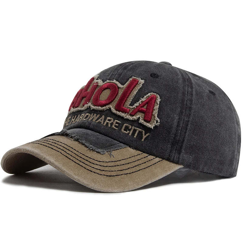 Men Baseball Caps BHOLA Fashion Letter Embroidery Hip Hop Cap Washed Cotton Vintage Casual Sun Visor Hat For Female Adjustable