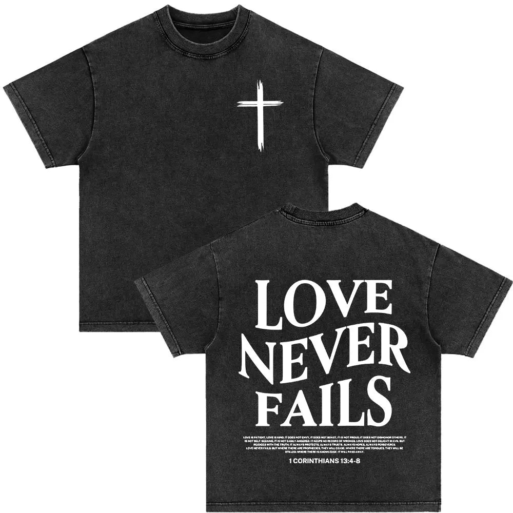 Christian Strength in Jesus Bible Verse Vintage Washed T-shirts Men Women Fashion Harajuku Oversized T Shirt 100% Cotton T-shirt