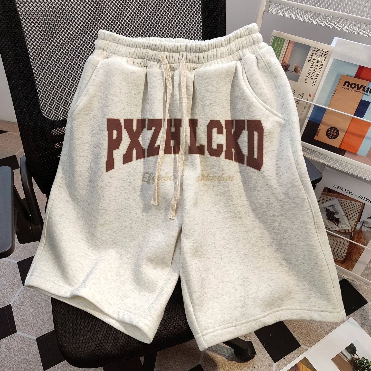 2025 Summer New American Personalized Summer Sports Cotton Shorts with Drawstring with Couple Letter Printing