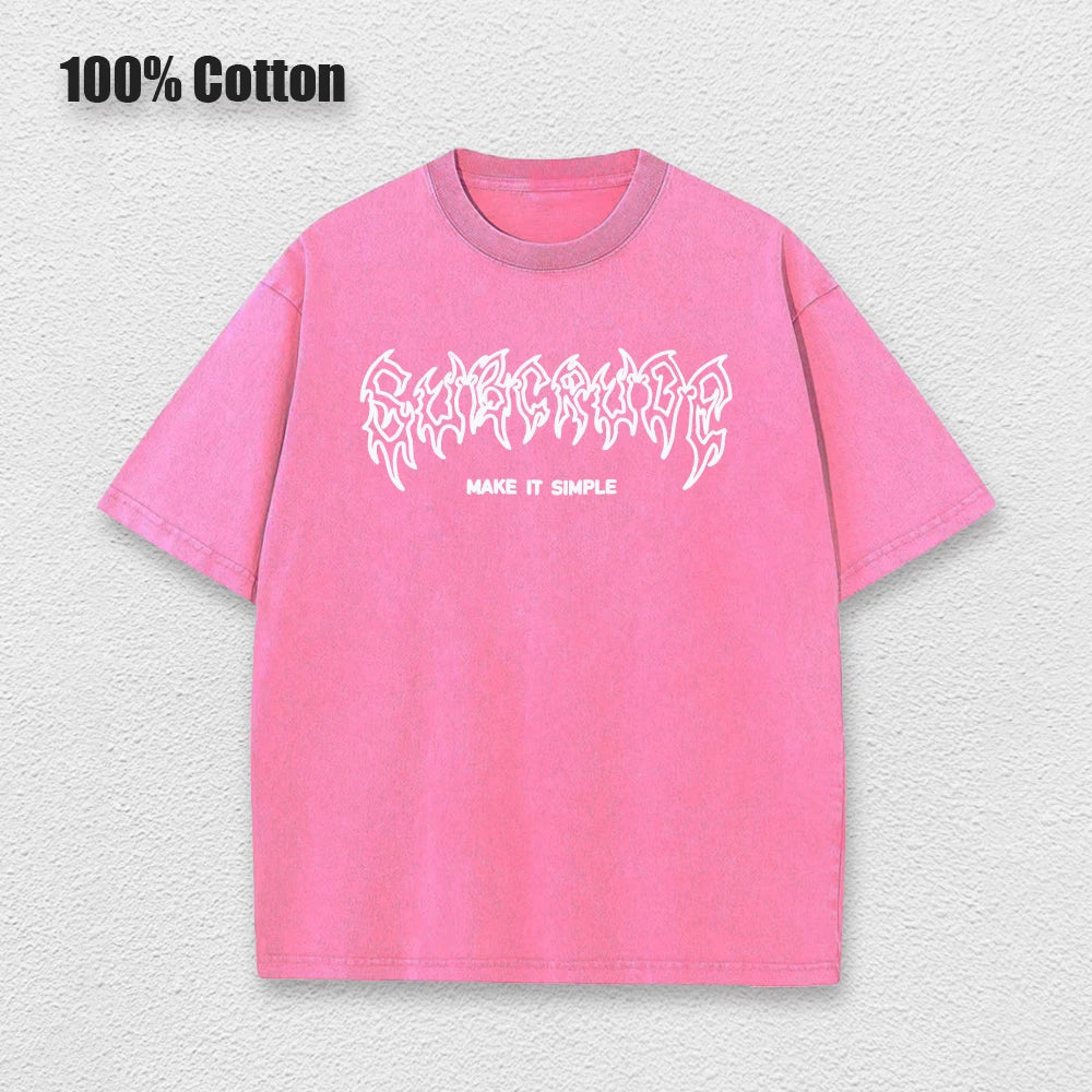 Y2k Acid Washed T Shirt Women Vintage Cotton T-shirts Harajuku Gothic Streetwear Soft Tees Girl Loose Fashion Print Tops Unisex