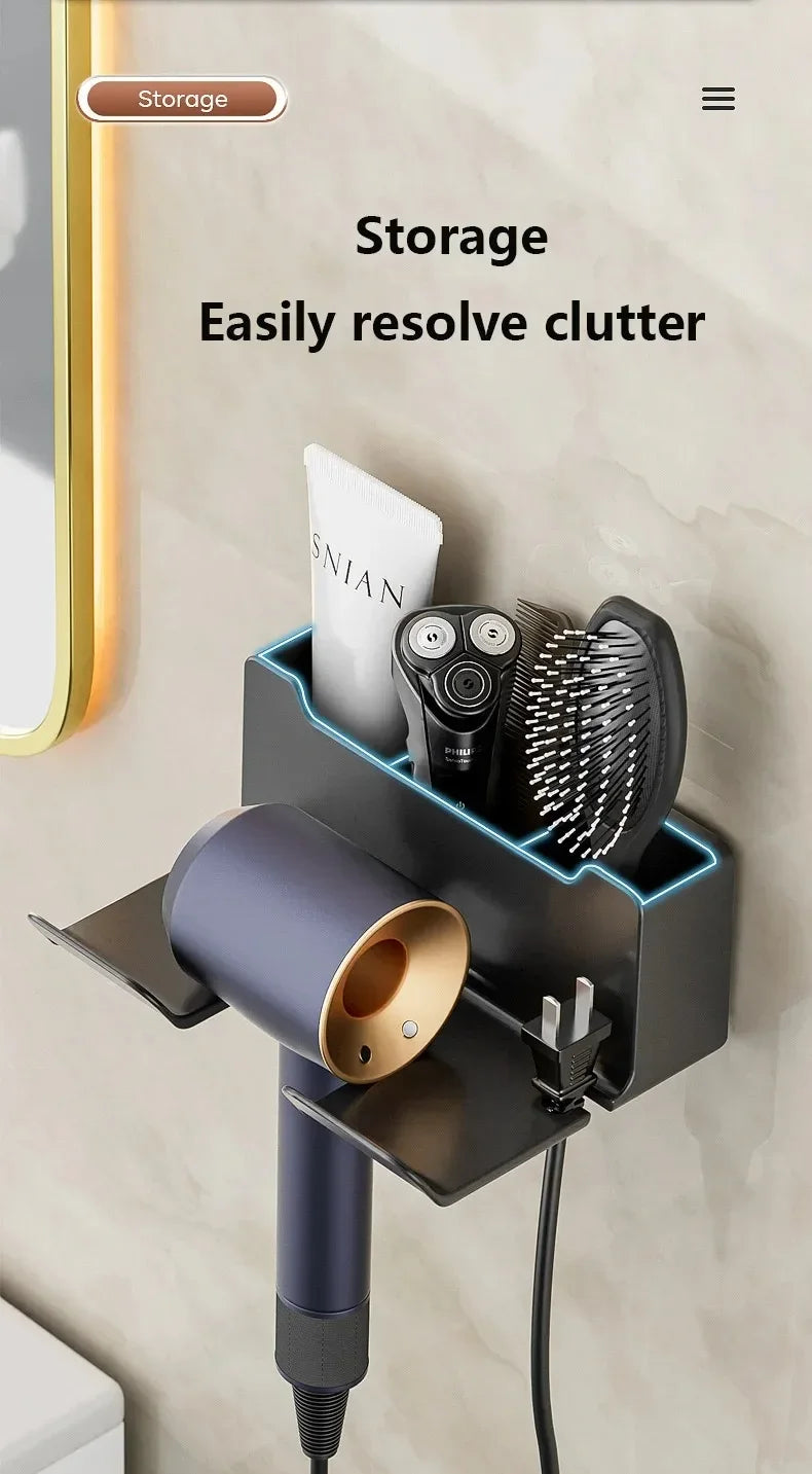 Hair Dryer Holder Wall Dryer Cradle Straightener Stand Hairdryer Organizer Box Toilet Blower Holder Shelf Bathroom Accessories