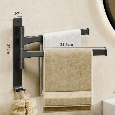 Bathroom Towel Rack Rotatable Towel Holder Space Aluminum 2/3/4/5-Bar Towel Hanger Kitchen Shelf Paper Hanging Wall Mounted