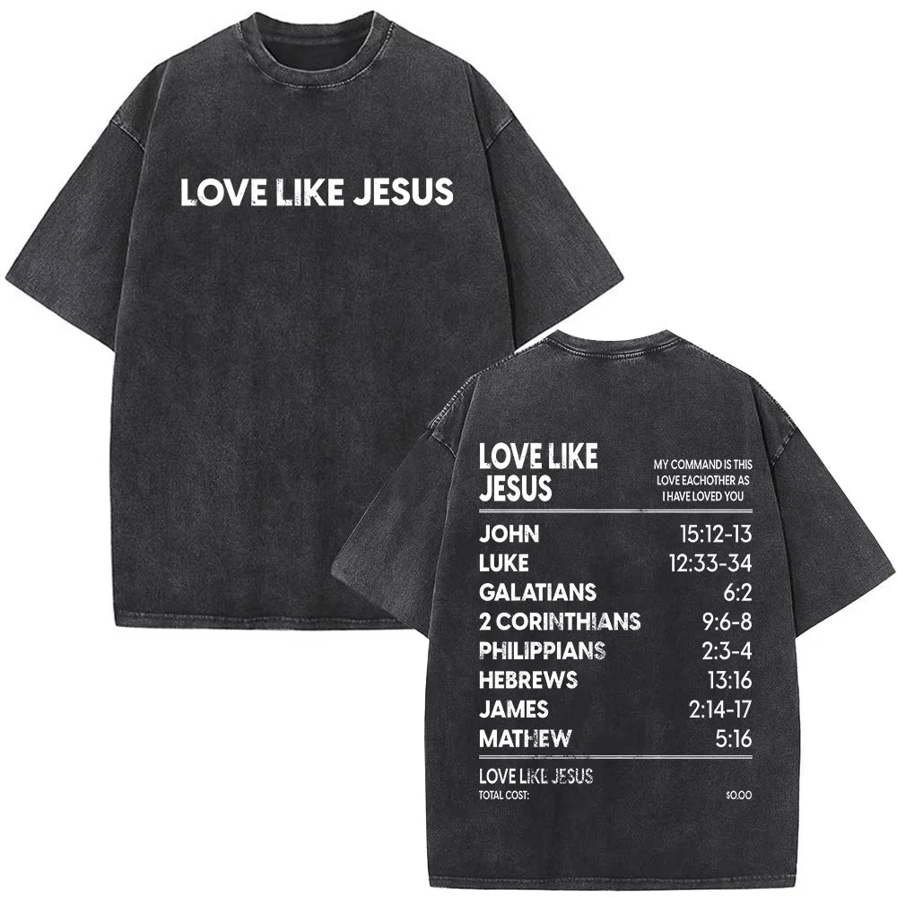 Summer Jesus Christian Forgive Them Father Vintage Washed T-shirts Men Women Fashion Cotton Short Sleeves  T Shirts Streetwear