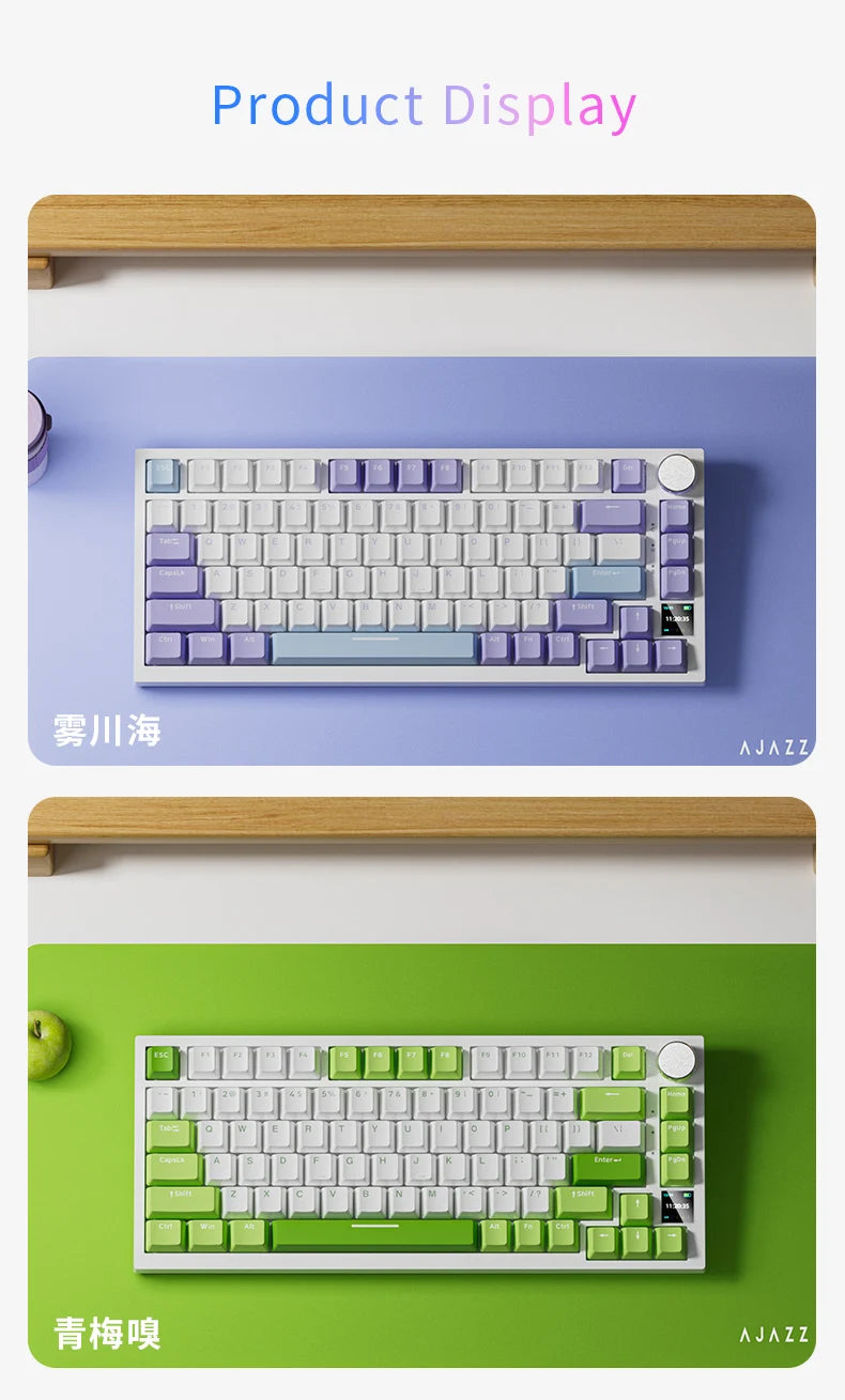 Ajazz AK820/AK820Pro Gaming Mechanical Keyboard Bluetooth 5.1/Wireless/C-Wired Customized Keyboard with Knob Hot Swapping Gasket