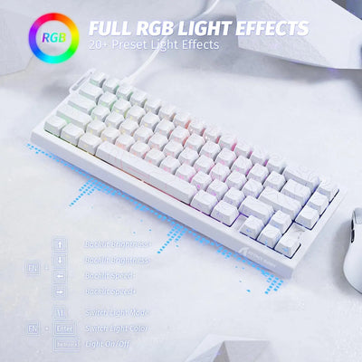 ATTACK SHARK X68 HE Rapid Trigger Mechanical Gaming Keyboard 60% Wired with Adjustable Actuation,Hall Effect Magnetic Switch,8KH