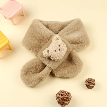 2023 Autumn Winter Soft Plush Children Scarf Cute Cartoon Girl Baby Thick Warm Scarf Outdoor Kids Neckerchief Baby Accessories