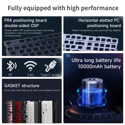 AJAZZ AK980 Mechanical Gaming keyboard, 2.9cm TFT Screen, Volume Knob, 98-Key Gasket Structure, RGB Lighting, Hot-Swappable PR4