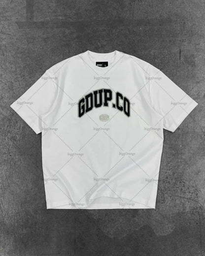 High Street Harajuku Letter Print Oversized T-shirt Men Hip Hop Retro Casual Streetwear Women Summer Cotton Round Collar Top