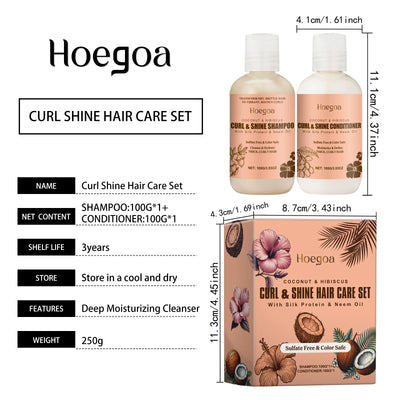 Hoegoa Coconut Hair Care Set Hydrating Curl Elasticity & Volumizing Shampoo/Conditioner,  Moisture-Rich Repair Treatment