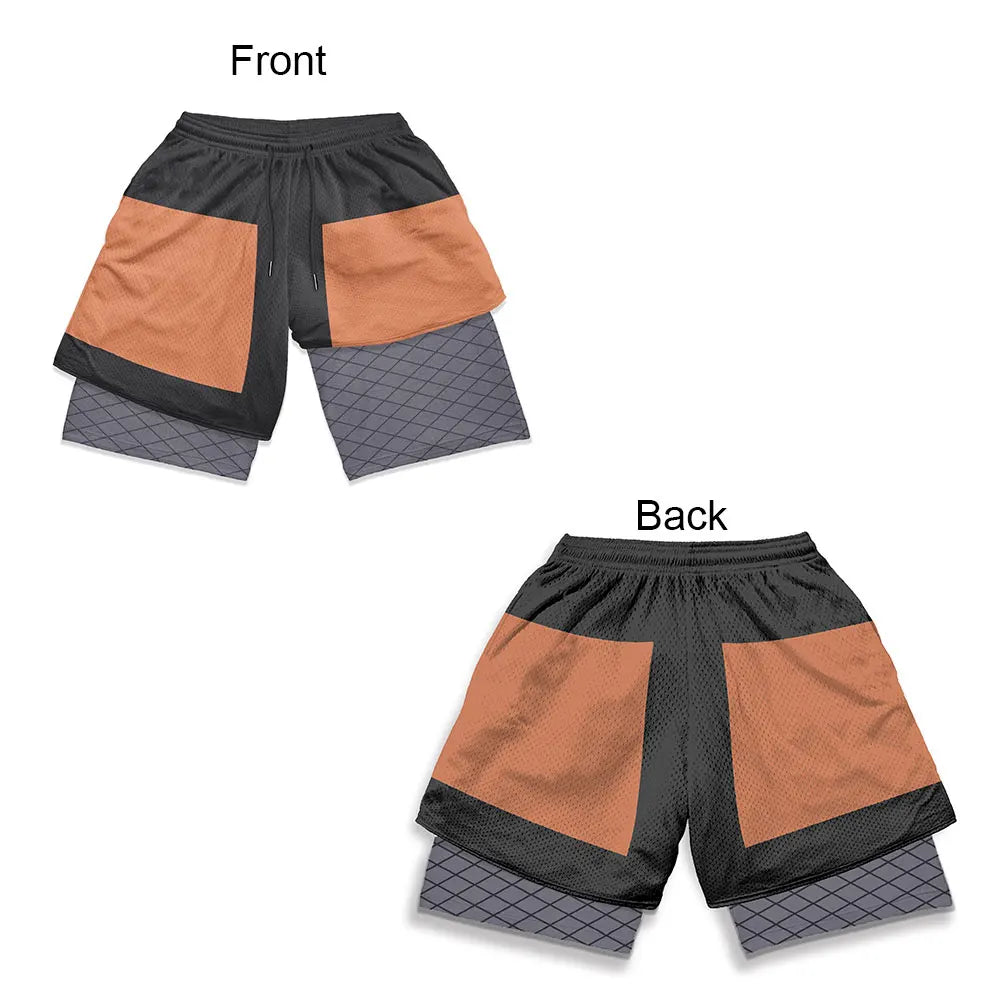 3D Print Anime Shorts Men Bilayer 2-In-1 Sports Shorts Fitness Basketball Shorts,Double-Layer Design Quick-Drying And Breathable
