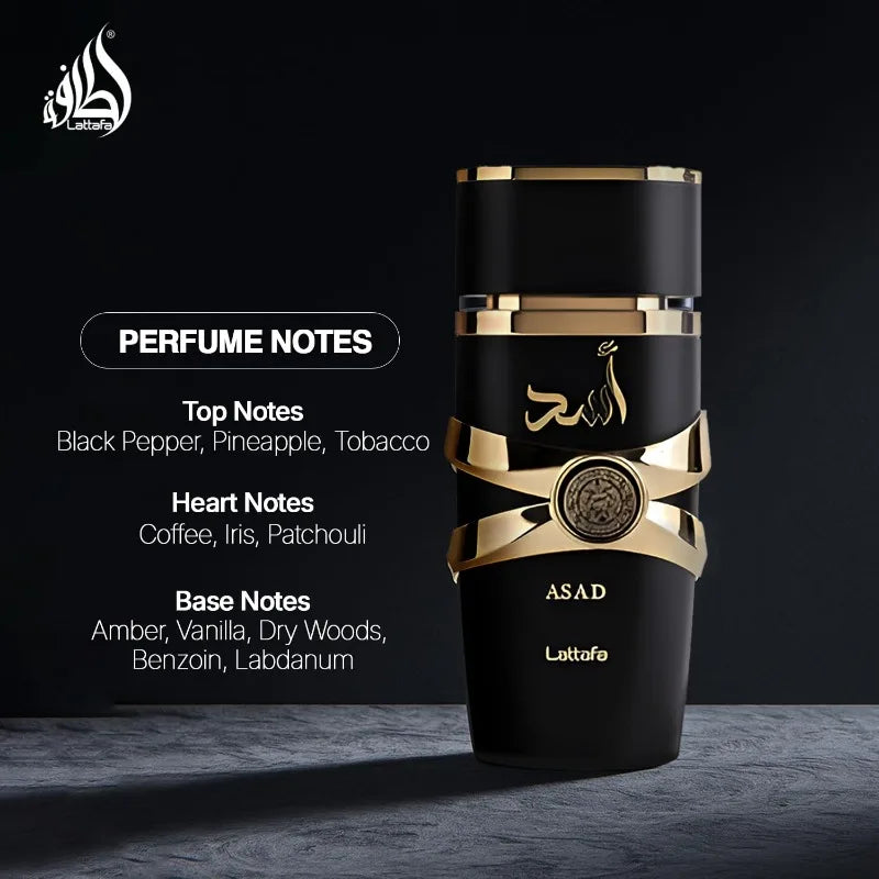 Lattafa Asad Eau de Parfum Spray 100ml Original Arab Perfumes Lasting Oriental Fragrance Pheromones Perfume Cologne for Men Gift