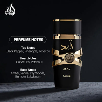 Lattafa Asad Eau de Parfum Spray 100ml Original Arab Perfumes Lasting Oriental Fragrance Pheromones Perfume Cologne for Men Gift