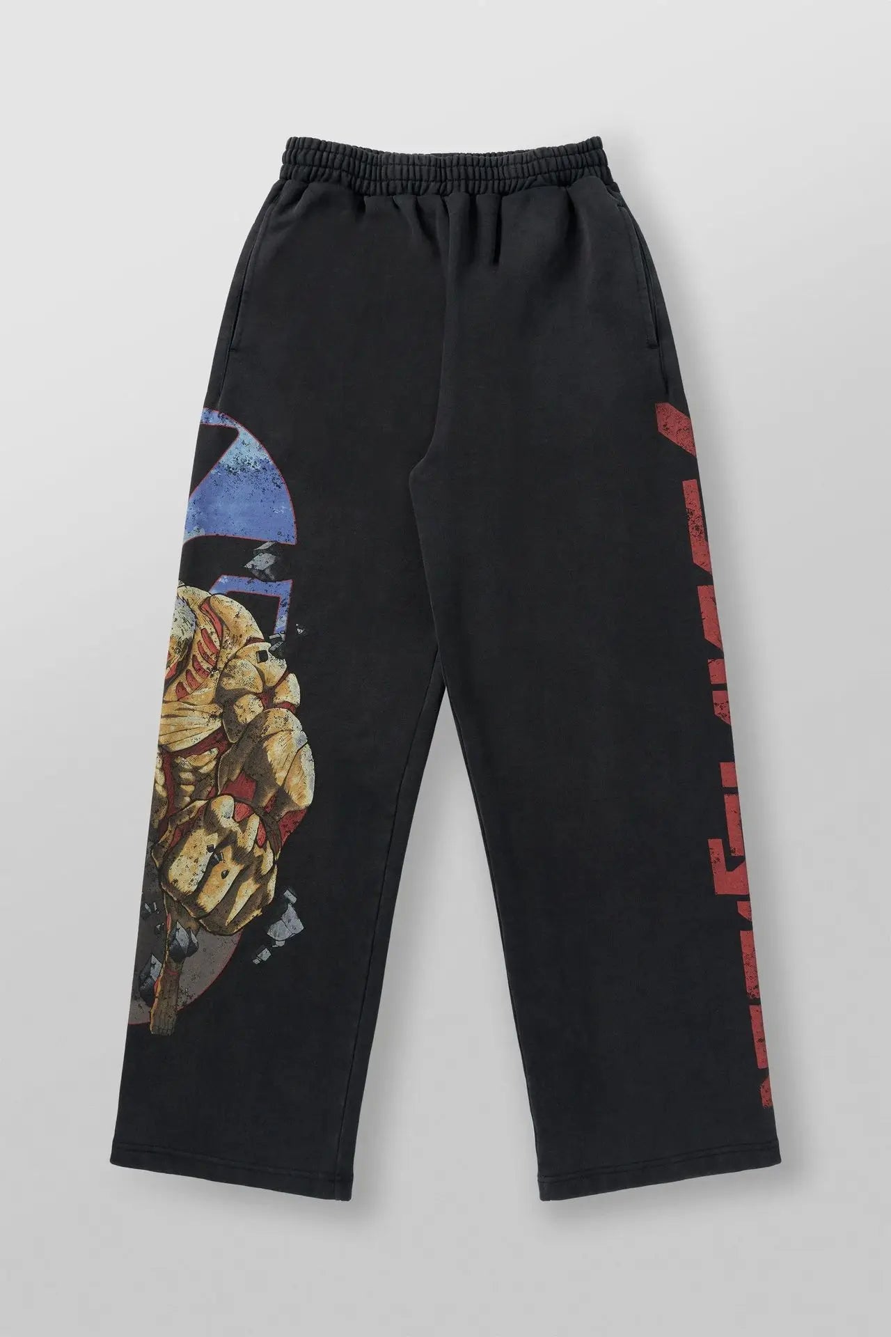 Young American trendy sweatpants collaboration anime joggers, cotton terry print, wide-leg casual pants, hip-hop street pants