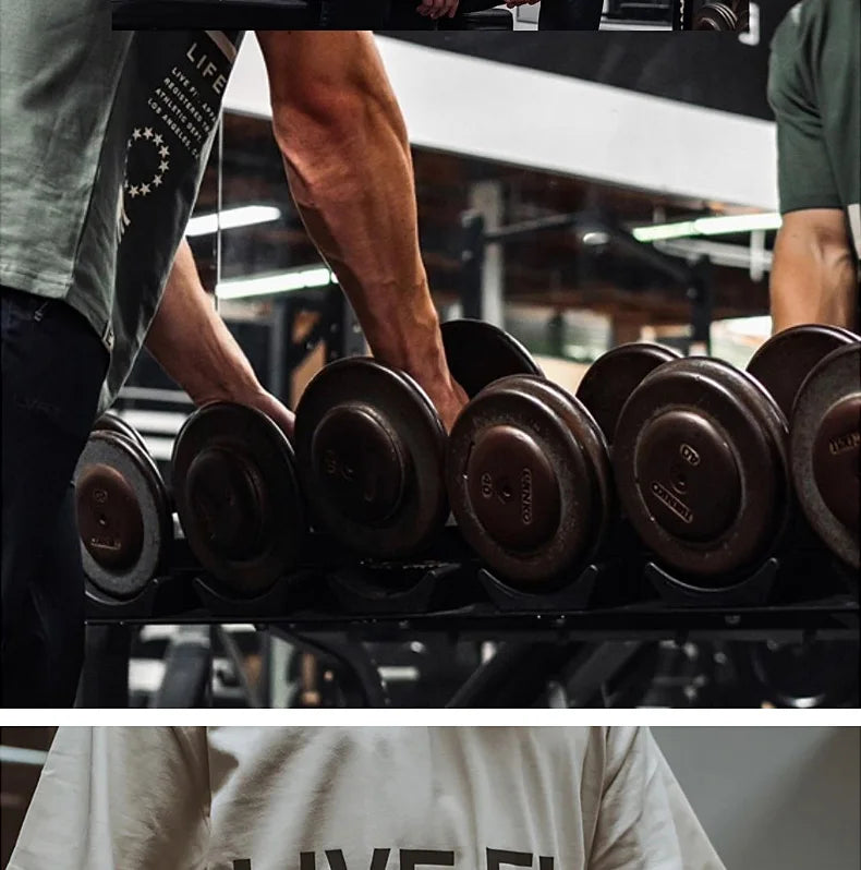 Men's Gym Summer Casual T-Shirt Fitness Running Short Sleeve Tee Tops Fashion Hip-hop Oversized Shirt Male Sweatshirt Clothing