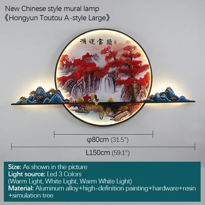 GISELLE Modern Picture Wall Light LED Chinese Creative Landscape Pine Mural Lamp For Home Living Room Study Bedroom Decor