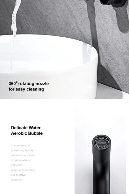 Black brass bathroom faucet Hidden intelligent digital display design Single handle 2 hole Cold & Hot dual-control basin faucet