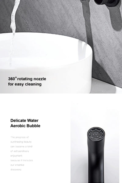 Black brass bathroom faucet Hidden intelligent digital display design Single handle 2 hole Cold & Hot dual-control basin faucet