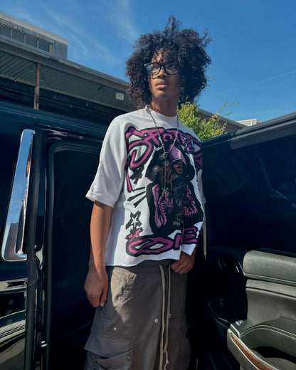 Y2K High Street Hip-hop Personalized Printed Loose Fashion T-shirt Men  American Harajuku Retro Casual Versatile Tops Women