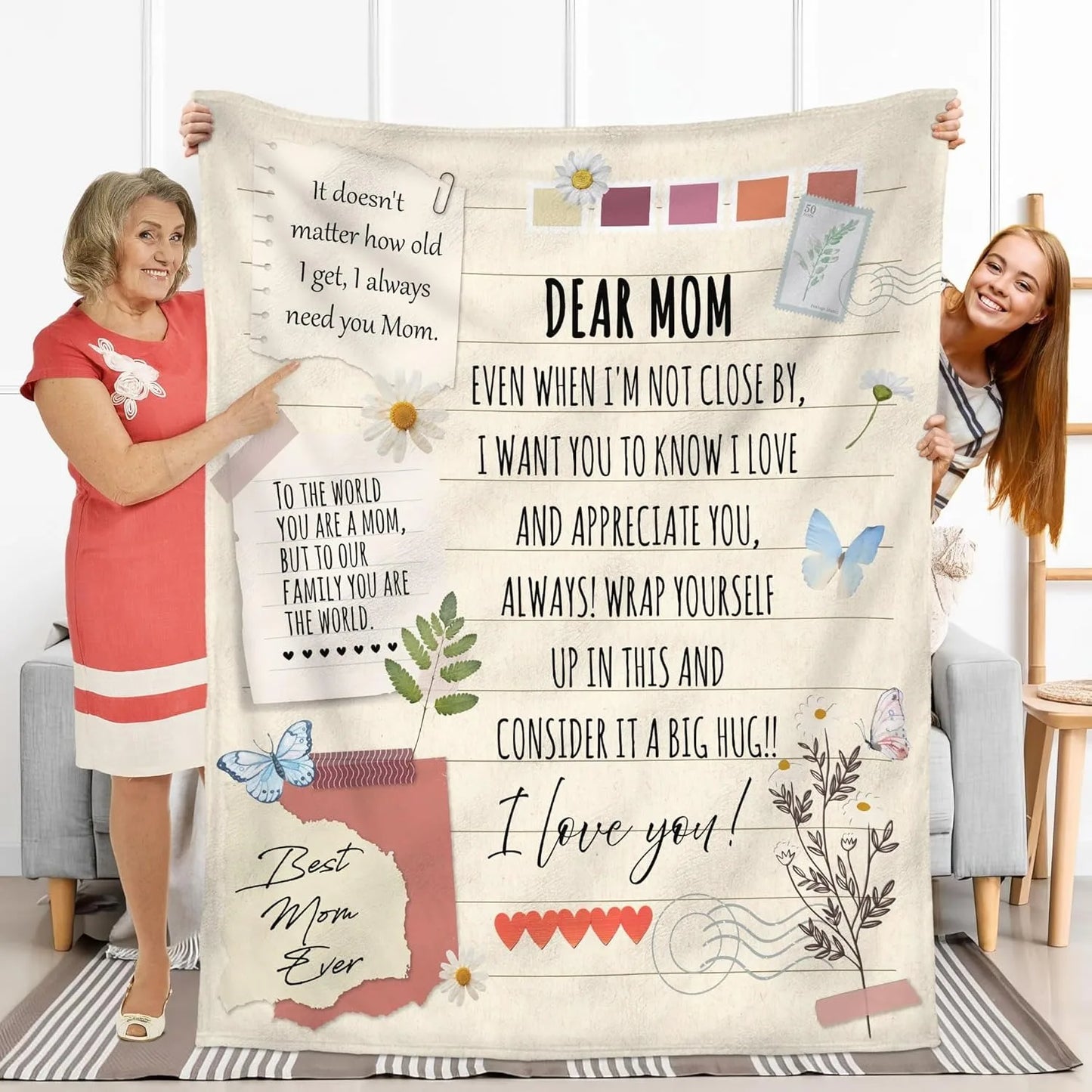 1PC Gift To Mom Thin Blanket for Anniversary Birthday Mothers Day Fathers day for Mom Dad Wife Sister Grandma Abuela Soft Throw
