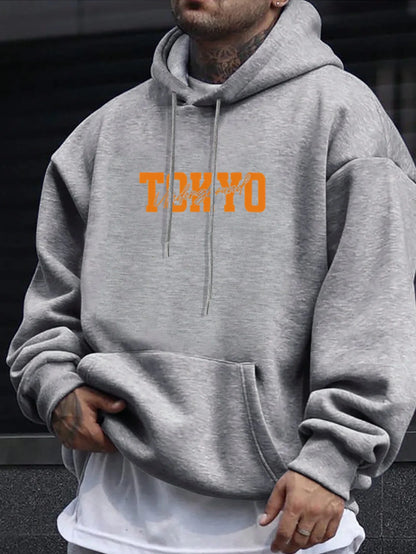Men's Tokyo Underground Racing Pattern Fashion Long Hoodie Autumn and Winter Warm Large Size Top