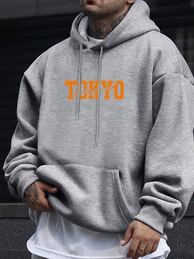 Men's Tokyo Underground Racing Pattern Fashion Long Hoodie Autumn and Winter Warm Large Size Top