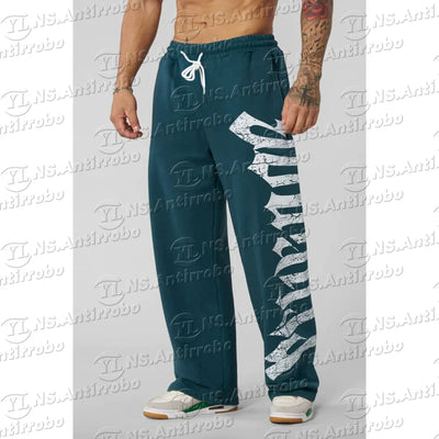 25 Men's Casual Wide Leg Sweatpants Fitness Running Loose Fit Fashionable Brand Leisure Long Trousers Streetwear