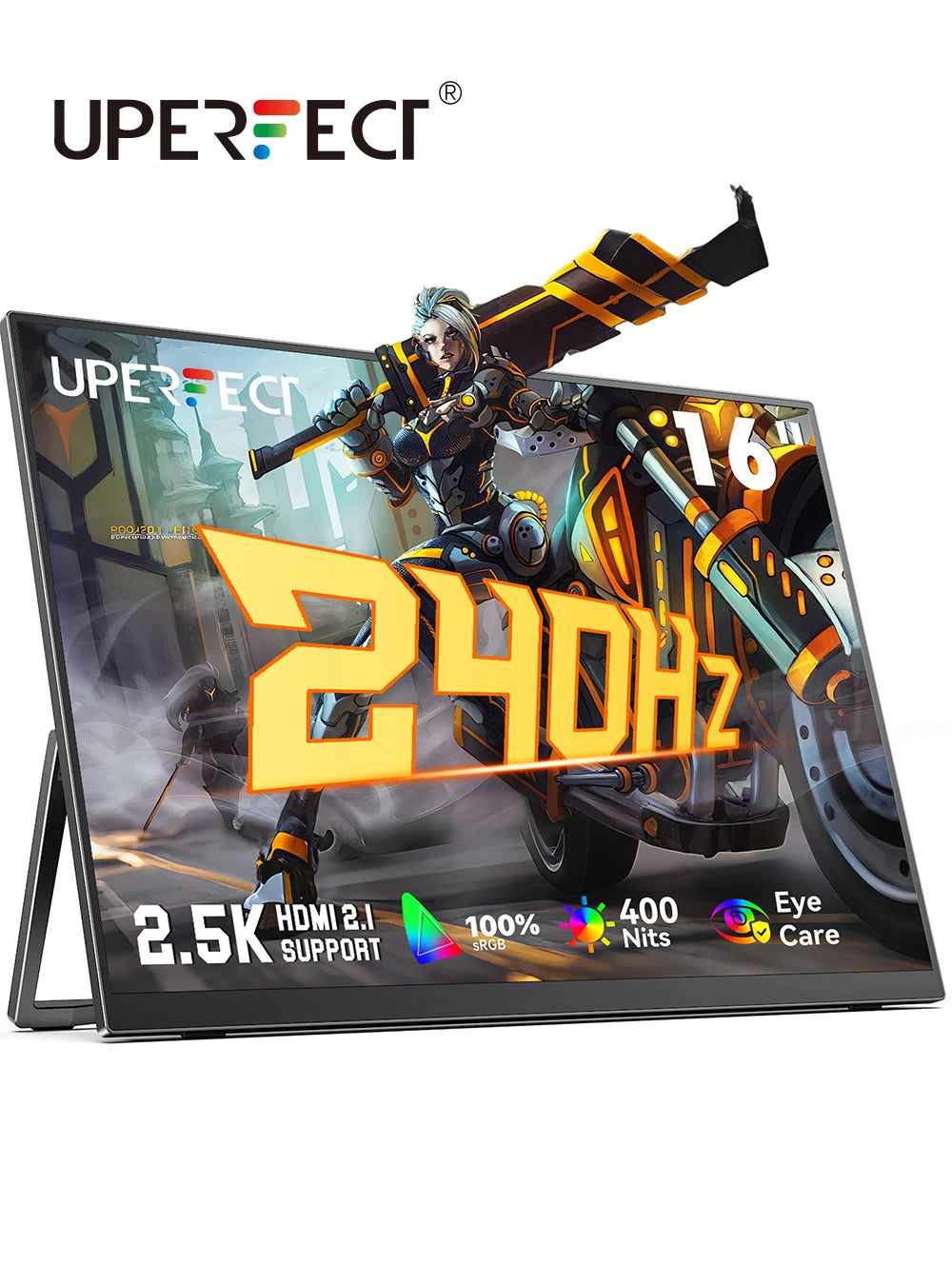 UPERFECT 16" 2K 240Hz Portable Monitor 100%DCI-P3 16:10 HDR FreeSync IPS Eye Care External Gaming Display For PC XBox PS5 Switch