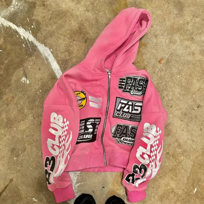 Y2K Zipper Cardigan Tops Aesthetic Fashion Graphic Print Design Oversized Hoodies For Women Autumn Sweatshirt Men ropa hombre