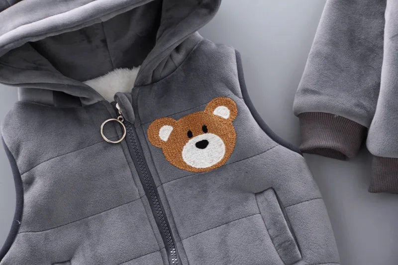 3PCS Winter Autumn Toddler Baby Boys Girls Clothes Baby Sweaters Coat +Pants +Hooded Vest Outfit Set Infant Warm Clothing Suits