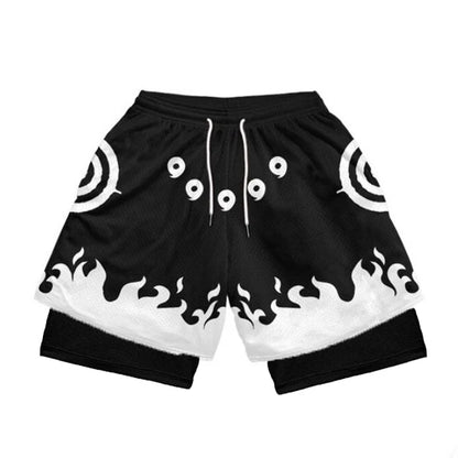 3D Print Anime Shorts Men Bilayer 2-In-1 Sports Shorts Fitness Basketball Shorts,Double-Layer Design Quick-Drying And Breathable