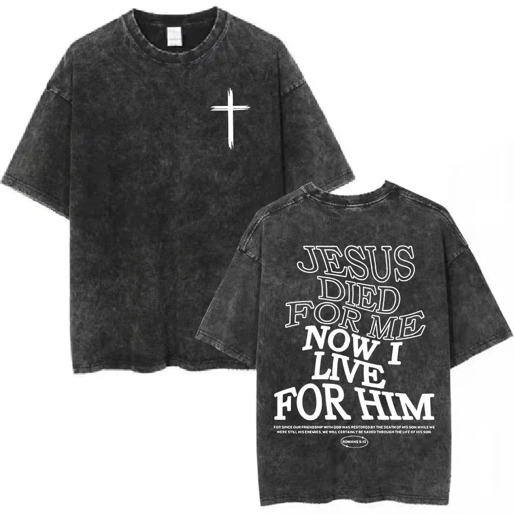 Salvation Jesus Paid It All Vintage Washed T Shirts Christian Bible Verse T-shirts Men Women Fashion Oversized Cotton Tshirts