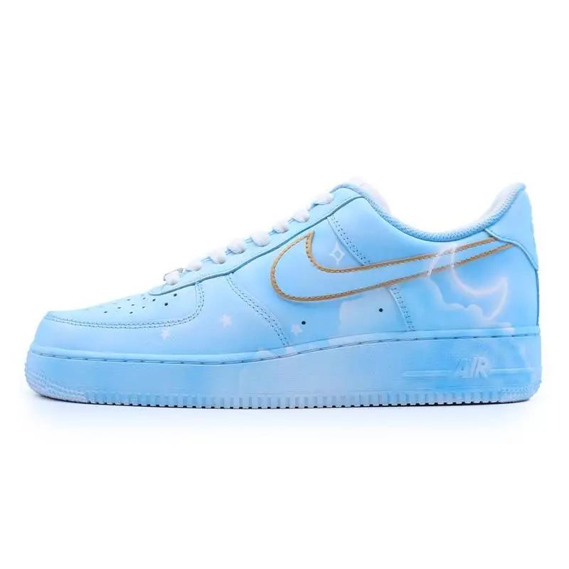 [Custom Eighteen AF1 Moon Nebula Blue]Nike Air Force 1 Skateboard Shoes Unisex Low-Top Blue