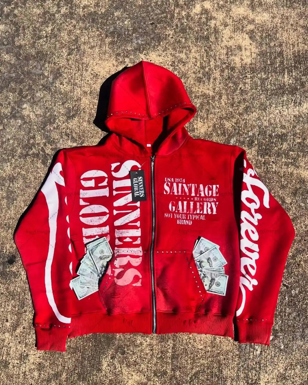 Casual Fashion Harajuku Letter Print Oversized Zipper Hoodie Men Y2K 2025 New American Hip-hop Rock Retro Loose Sweatshirt Women