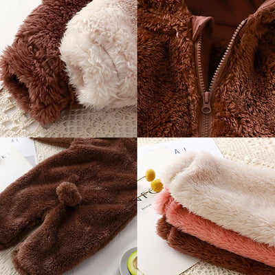 Winter Baby Clothes Cute Cartoon Bear Baby Rompers Pajamas Cotton Infant Boy Girls Animal Costume Zipper Jumpsuit 0-24 Months