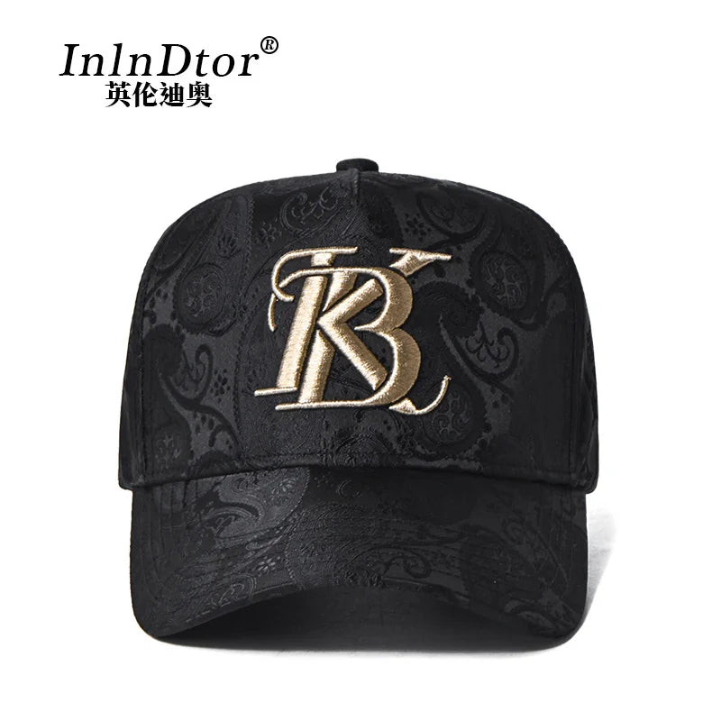 2024 Fashion Embroidery High top Baseball Cap Men's cashew print outdoor casual Cap face Trim four seasons